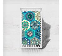 Morbuy Next to Me Crib Sheets, Ethnic Style Totem Cot Bed Sheets, Soft Breathable Microfiber Moses Basket Sheets, Cot Sheets for Boy and Girl, Durable Easy Care Crib Sheets (Aqua,75x33cm)