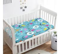 Morbuy Next to Me Crib Sheets, Floral Pattern Soft Microfiber Moses Basket Sheets, Breathable Cot Bed Sheets, Travel Cot Sheets for Boy and Girl, Easy Care Crib Sheets (Blue,95x65cm)