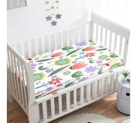 Morbuy Next to Me Crib Sheets, Floral Pattern Soft Microfiber Moses Basket Sheets, Breathable Cot Bed Sheets, Travel Cot Sheets for Boy and Girl, Easy Care Crib Sheets (Cartoon Sunflower,95x65cm)