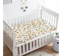 Morbuy Next to Me Crib Sheets, Floral Pattern Soft Microfiber Moses Basket Sheets, Breathable Cot Bed Sheets, Travel Cot Sheets for Boy and Girl, Easy Care Crib Sheets (Orange,95x65cm)