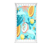 Morbuy Next to Me Crib Sheets, Fruit Pattern Soft Microfiber Moses Basket Sheets, Breathable Cot Bed Sheets, Travel Cot Sheets for Boy and Girl, Easy Care Crib Sheets (Dolphin,140x70cm)