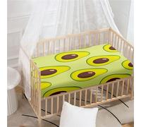 Morbuy Next to Me Crib Sheets, Fruit Print Cot Bed Sheets, Soft Breathable Microfiber Moses Basket Sheets, Cot Sheets for Boy and Girl, Durable Easy Care Crib Sheets (160x80cm,Avocado 2)