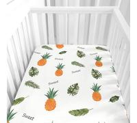 Morbuy Next to Me Crib Sheets, Fruit Print Soft Microfiber Moses Basket Sheets, Breathable Cot Bed Sheets, Travel Cot Sheets for Boy and Girl, Easy Care Crib Sheets (Pineapple A,160x80cm)