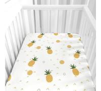Morbuy Next to Me Crib Sheets, Fruit Print Soft Microfiber Moses Basket Sheets, Breathable Cot Bed Sheets, Travel Cot Sheets for Boy and Girl, Easy Care Crib Sheets (Pineapple,160x80cm)