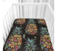 Morbuy Next to Me Crib Sheets, Fruit Print Soft Microfiber Moses Basket Sheets, Breathable Cot Bed Sheets, Travel Cot Sheets for Boy and Girl, Easy Care Crib Sheets (Black,140x70cm)