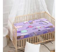 Morbuy Next to Me Crib Sheets, Ice Cream Print Cot Bed Sheets, Soft Breathable Microfiber Moses Basket Sheets, Cot Sheets for Boy and Girl, Durable Easy Care Crib Sheets (160x80cm,Purple)