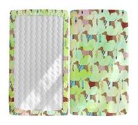 Morbuy Next to Me Crib Sheets, Kawaii Dog Pattern Cot Bed Sheets, Breathable Microfiber Moses Basket Sheets, Cot Sheets for Boy and Girl, Durable Easy Care Crib Sheets (Green Dachshund,90x55cm)