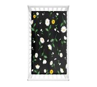 Morbuy Next to Me Crib Sheets, Nordic Flowers, Cot Bed Sheets, Soft Breathable Microfiber Moses Basket Sheets, Cot Sheets for Boy and Girl, Durable Easy Care Crib Sheets (Black,80x40cm)