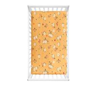Morbuy Next to Me Crib Sheets, Nordic Flowers, Cot Bed Sheets, Soft Breathable Microfiber Moses Basket Sheets, Cot Sheets for Boy and Girl, Durable Easy Care Crib Sheets (Orange,80x40cm)