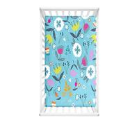 Morbuy Next to Me Crib Sheets, Nordic Flowers, Cot Bed Sheets, Soft Breathable Microfiber Moses Basket Sheets, Cot Sheets for Boy and Girl, Durable Easy Care Crib Sheets (Blue,90x40cm)