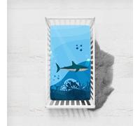 Morbuy Next to Me Crib Sheets, Ocean Cot Bed Sheets, Soft Breathable Microfiber Moses Basket Sheets, Cot Sheets for Boy and Girl, Durable Easy Care Crib Sheets (Sharks,90x140cm)