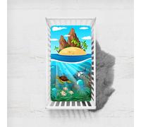 Morbuy Next to Me Crib Sheets, Ocean Style Cot Bed Sheets, Soft Breathable Microfiber Moses Basket Sheets, Cot Sheets for Boy and Girl, Durable Easy Care Crib Sheets (Island,90x140cm)