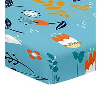 Morbuy Next to Me Crib Sheets, Pastoral Style Cot Bed Sheets, Soft Breathable Microfiber Moses Basket Sheets, Cot Sheets for Boy and Girl, Durable Easy Care Crib Sheets (Blue,160x80cm)