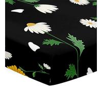 Morbuy Next to Me Crib Sheets, Pastoral Style Cot Bed Sheets, Soft Breathable Microfiber Moses Basket Sheets, Cot Sheets for Boy and Girl, Durable Easy Care Crib Sheets (Black,95x65cm)