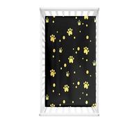 Morbuy Next to Me Crib Sheets, Paw Print Series Cot Bed Sheets, Soft Breathable Microfiber Moses Basket Sheets, Cot Sheets for Boy and Girl, Durable Easy Care Crib Sheets (Gold,90x55cm)