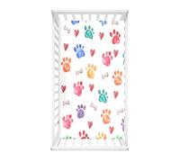 Morbuy Next to Me Crib Sheets, Paw Print Series Cot Bed Sheets, Soft Breathable Microfiber Moses Basket Sheets, Cot Sheets for Boy and Girl, Durable Easy Care Crib Sheets (Colorful,80x40cm)