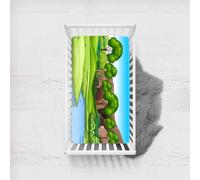 Morbuy Next to Me Crib Sheets, Pond Print Cot Bed Sheets, Soft Breathable Microfiber Moses Basket Sheets, Cot Sheets for Boy and Girl, Durable Easy Care Crib Sheets (River,90x140cm)