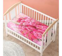 Morbuy Next to Me Crib Sheets, Rose Flower Pattern Cot Bed Sheets, Soft Breathable Microfiber Moses Basket Sheets, Cot Sheets for Boy and Girl, Durable Easy Care Crib Sheets (Bouquet,90x55cm)