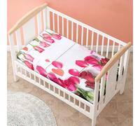 Morbuy Next to Me Crib Sheets, Rose Flower Pattern Cot Bed Sheets, Soft Breathable Microfiber Moses Basket Sheets, Cot Sheets for Boy and Girl, Durable Easy Care Crib Sheets (Heart Flower,95x65cm)