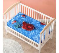 Morbuy Next to Me Crib Sheets, Rose Flower Pattern Cot Bed Sheets, Soft Breathable Microfiber Moses Basket Sheets, Cot Sheets for Boy and Girl, Durable Easy Care Crib Sheets (Blue,160x80cm)