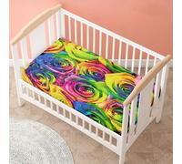Morbuy Next to Me Crib Sheets, Rose Flower Pattern Cot Bed Sheets, Soft Breathable Microfiber Moses Basket Sheets, Cot Sheets for Boy and Girl, Durable Easy Care Crib Sheets (Colorful,140x70cm)