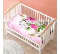 Morbuy Next to Me Crib Sheets, Rose Flower Pattern Cot Bed Sheets, Soft Breathable Microfiber Moses Basket Sheets, Cot Sheets for Boy and Girl, Durable Easy Care Crib Sheets (Rose,160x80cm)