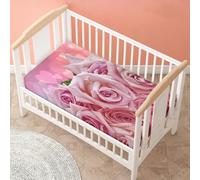 Morbuy Next to Me Crib Sheets, Rose Flower Pattern Cot Bed Sheets, Soft Breathable Microfiber Moses Basket Sheets, Cot Sheets for Boy and Girl, Durable Easy Care Crib Sheets (Pink Heart,90x40cm)