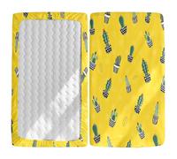 Morbuy Next to Me Crib Sheets, Soft Microfiber Moses Basket Sheets, Cactus Print Cot Bed Sheets, Breathable Travel Cot Sheets Easy Care Toddler Bed Sheets (Yellow,75x30cm)