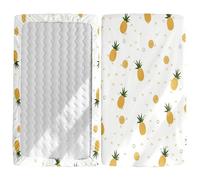 Morbuy Next to Me Crib Sheets, Soft Microfiber Moses Basket Sheets, Fruit Print Cot Bed Sheets, Breathable Travel Cot Sheets Easy Care Toddler Bed Sheets (Pineapple,160x80cm)