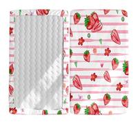 Morbuy Next to Me Crib Sheets, Soft Microfiber Moses Basket Sheets, Fruit Print Cot Bed Sheets, Breathable Travel Cot Sheets Easy Care Toddler Bed Sheets (Strawberry,160x80cm)