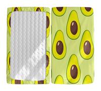 Morbuy Next to Me Crib Sheets, Soft Microfiber Moses Basket Sheets, Fruit Print Cot Bed Sheets, Breathable Travel Cot Sheets Easy Care Toddler Bed Sheets (Avocado,95x65cm)
