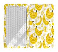 Morbuy Next to Me Crib Sheets, Soft Microfiber Moses Basket Sheets, Fruit Print Cot Bed Sheets, Breathable Travel Cot Sheets Easy Care Toddler Bed Sheets (Banana,140x70cm)