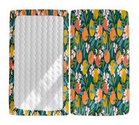 Morbuy Next to Me Crib Sheets, Soft Microfiber Moses Basket Sheets, Fruit Print Cot Bed Sheets, Breathable Travel Cot Sheets Easy Care Toddler Bed Sheets (Citrus,90x55cm)