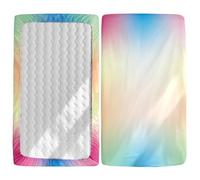 Morbuy Next to Me Crib Sheets, Soft Microfiber Moses Basket Sheets, Multicolour Cot Bed Sheets, Breathable Travel Cot Sheets Easy Care Toddler Bed Sheets (Aurora Borealis,85x51cm)