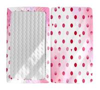 Morbuy Next to Me Crib Sheets, Soft Microfiber Moses Basket Sheets, Polka Dot Cot Bed Sheets, Breathable Travel Cot Sheets Easy Care Toddler Bed Sheets (Red,120x60cm)