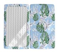 Morbuy Next to Me Crib Sheets, Soft Microfiber Moses Basket Sheets, Tropical Print Cot Bed Sheets, Breathable Travel Cot Sheets Easy Care Toddler Bed Sheets (White Flower,75x30cm)