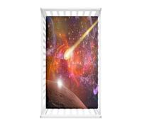 Morbuy Next to Me Crib Sheets, Starry Sky Print Soft Microfiber Moses Basket Sheets, Breathable Cot Bed Sheets, Travel Cot Sheets for Boy and Girl, Easy Care Crib Sheets (Flame,90x55cm)