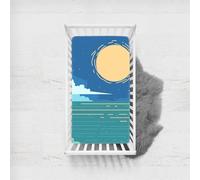 Morbuy Next to Me Crib Sheets, Summer Landscape Soft Microfiber Moses Basket Sheets, Breathable Cot Bed Sheets, Travel Cot Sheets for Boy and Girl, Easy Care Crib Sheets (Blue,135x100cm)