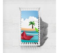 Morbuy Next to Me Crib Sheets, Summer Landscape Soft Microfiber Moses Basket Sheets, Breathable Cot Bed Sheets, Travel Cot Sheets for Boy and Girl, Easy Care Crib Sheets (Palm Trees,90x45cm)