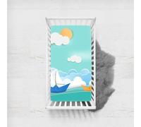 Morbuy Next to Me Crib Sheets, Summer Landscape Soft Microfiber Moses Basket Sheets, Breathable Cot Bed Sheets, Travel Cot Sheets for Boy and Girl, Easy Care Crib Sheets (Boats,120x60cm)