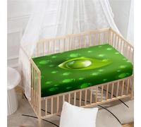 Morbuy Next to Me Crib Sheets, Water Drop Print Cot Bed Sheets, Soft Breathable Microfiber Moses Basket Sheets, Cot Sheets for Boy and Girl, Durable Easy Care Crib Sheets (160x80cm,Green)