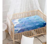 Morbuy Next to Me Crib Sheets, Water Drop Print Cot Bed Sheets, Soft Breathable Microfiber Moses Basket Sheets, Cot Sheets for Boy and Girl, Durable Easy Care Crib Sheets (160x80cm,Blue)