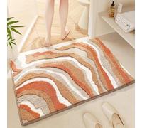 Morbuy Non-Slip Bath Mat for Bathroom, Microfiber Bathroom Mat Super Absorbent Water Wave Pattern Floor Mats Machine Washable Extra Soft Floor Rug for, Shower, Bedroom, Kitchen
