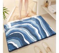 Morbuy Non-Slip Bath Mat for Bathroom, Microfiber Bathroom Mat Super Absorbent Water Wave Pattern Floor Mats Machine Washable Extra Soft Floor Rug for, Shower, Bedroom, Kitchen