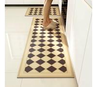 Morbuy Non-Slip Kitchen Rug, Modern Patterns Door Mat Rug, Waterproof and Quick Drying Carpet for Kitchen Living Room Laundry Room Sink Entryway Hallways (Khaki Plaid,40x160cm)