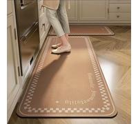 Morbuy Non-Slip Kitchen Rug, Modern Patterns Door Mat Rug, Waterproof and Quick Drying Carpet for Kitchen Living Room Laundry Room Sink Entryway Hallways (Coffee Plaid,40x120cm)