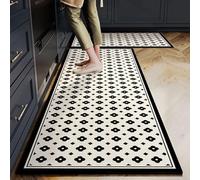 Morbuy Non-Slip Kitchen Rug, Modern Patterns Door Mat Rug, Waterproof and Quick Drying Carpet for Kitchen Living Room Laundry Room Sink Entryway Hallways (Black Flower 1,60x90cm)