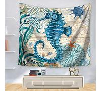 Morbuy Ocean Shark Tapestry Wall Hangings, Decor Home Bedroom Living Room Dorm Tapestries Decoration Seahorse Style Yoga Beach Towel Throw Table Cloth Small (130 x 150cm), Seahorse