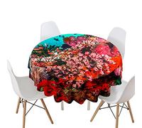 Morbuy Ocean World Print Round Tablecloth, Round Table Cloths Stain Resistant Wipeable Waterproof Polyester Table Cover for Kitchen Garden Party Circular Table (coral reef,Diameter 90cm)