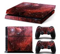 Morbuy PS4 Vinyl Skin Full Body Cover Sticker Decal For Sony Playstation 4 Console & 2 Dualshock Controller Skins (Sky Red)